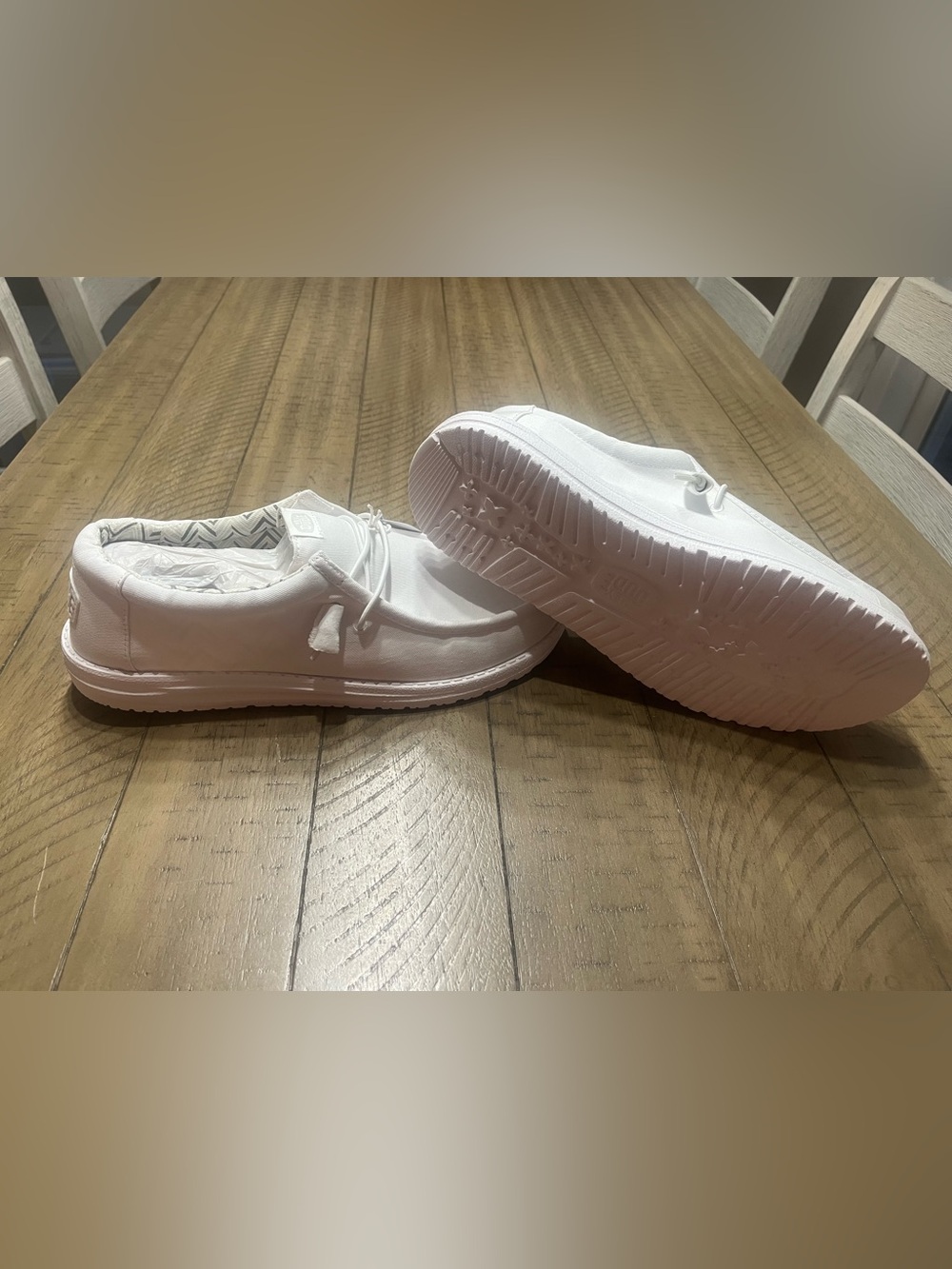 HEYDUDE Wally Stretch Canvas Men’s 11 White/White Shoes Brand New